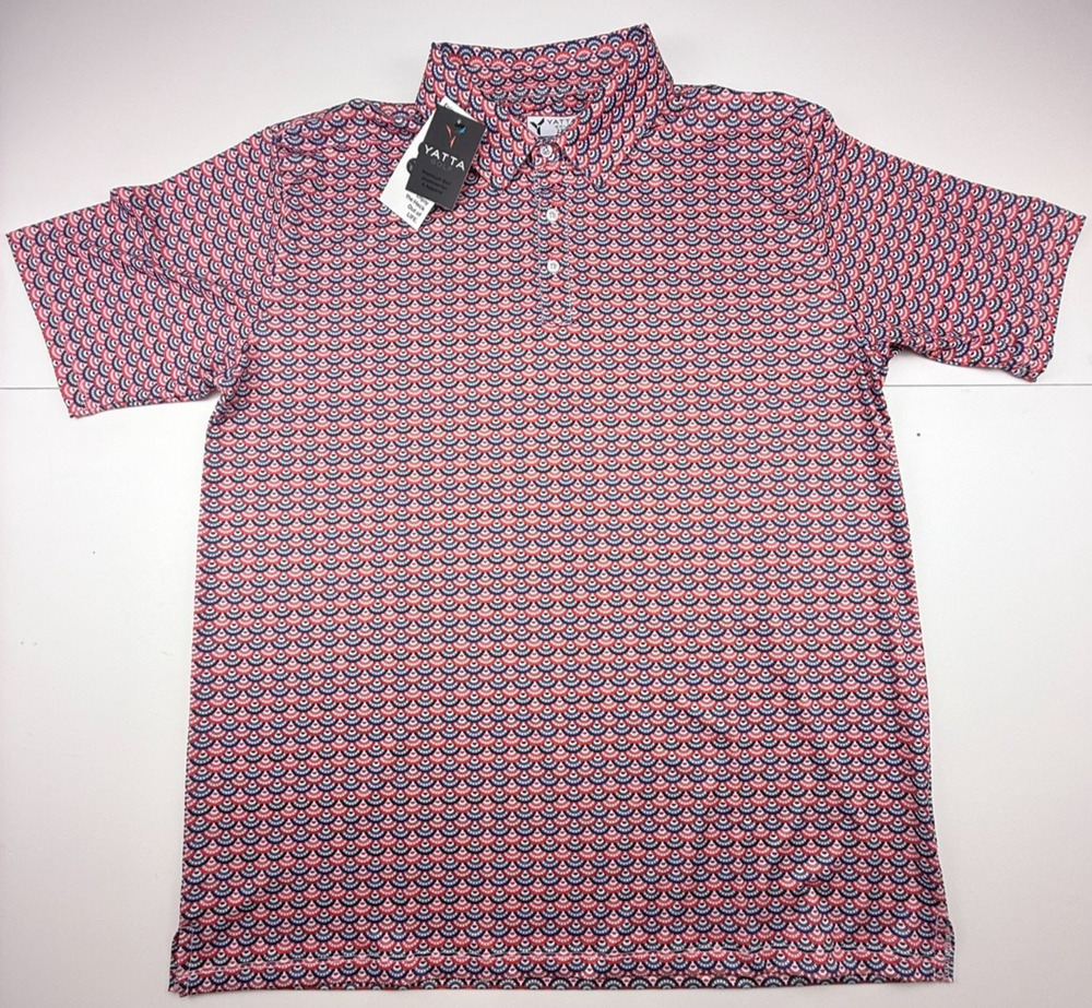 YATTA GOLF MEN'S POLO FLAG & FAN RED/BLUE XXL NWT